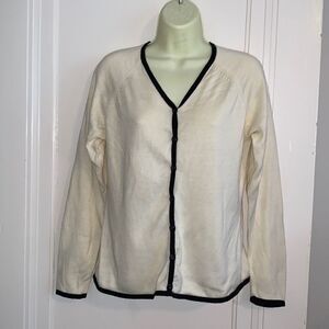 J.H. Collectibles‎ cream & black thin cardigan sweater